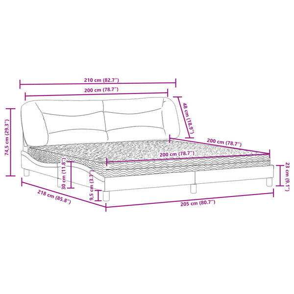 Bett mit Matratze Dunkelbraun 200x200 cm