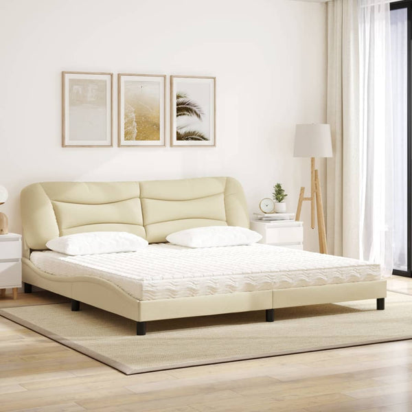 Bett mit Matratze Creme 200x200 cm