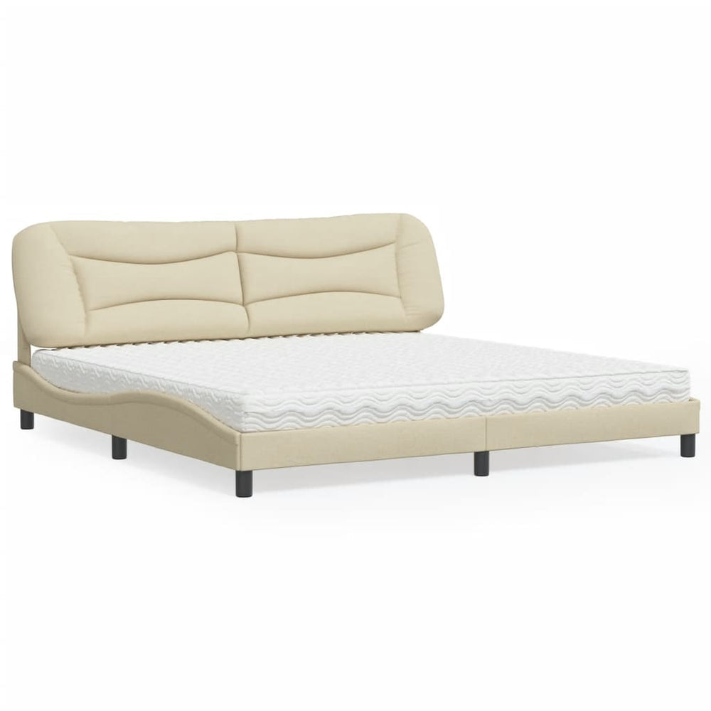 Bett mit Matratze Creme 200x200 cm