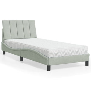 Bett mit Matratze Hanko Hellgrau 80x200 cm Samt