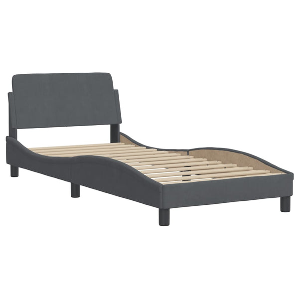 Bett mit Matratze Hanko Dunkelgrau Samt 80x200