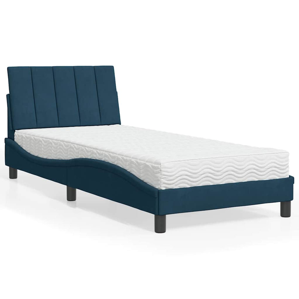 Bett mit Matratze Hanko Blau 80x200 cm Samt