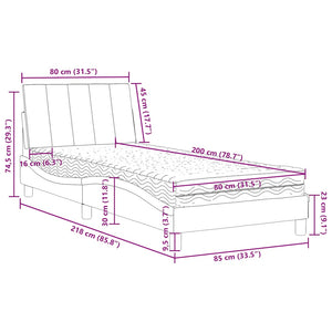 Bett mit Matratze Hanko Blau 80x200 cm Samt