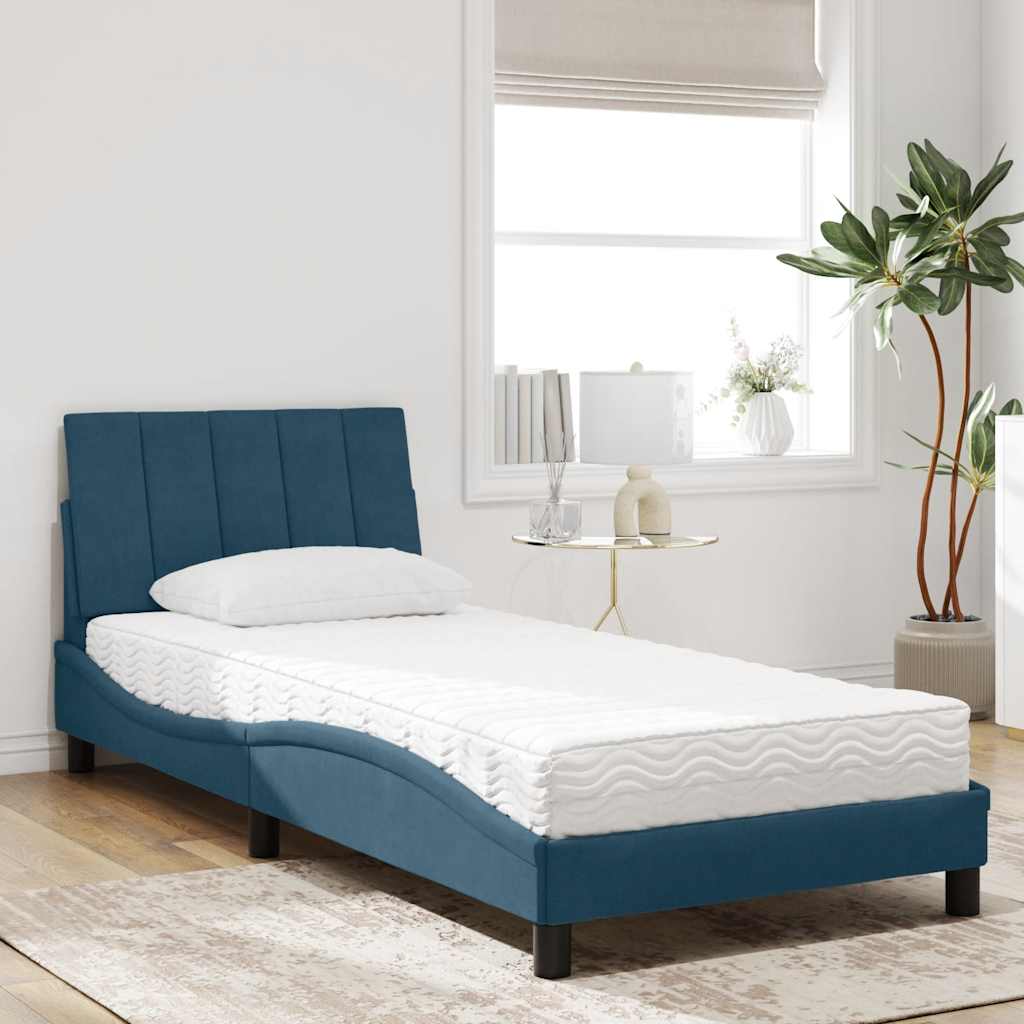 Bett mit Matratze Hanko Blau 80x200 cm Samt