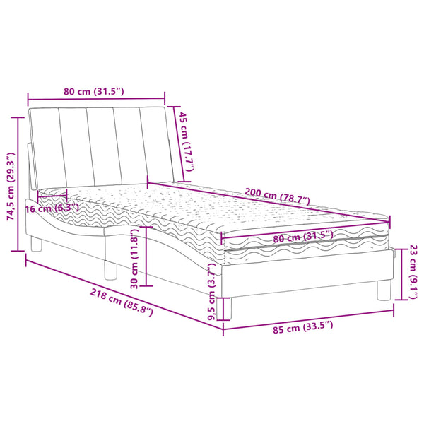 Bett mit Matratze Hanko Rosa 80x200 cm