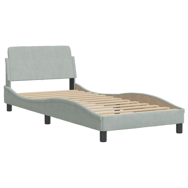 Bett mit Matratze Hanko Hellgrau 90x190 cm Samt