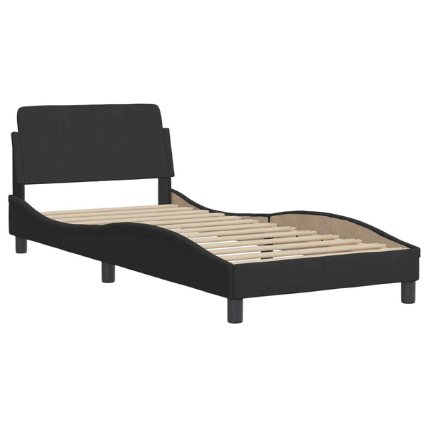 Bett mit Matratze Hanko Schwarz 90x190 cm Samt