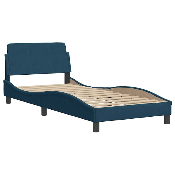 Bett mit Matratze Hanko Blau 90x190 cm Samt
