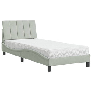 Bett mit Matratze Hanko Hellgrau Samt 90x200 cm