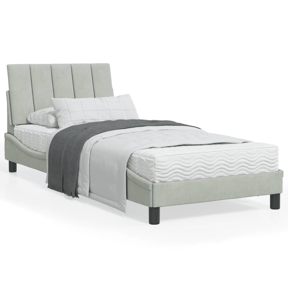 Bett mit Matratze Hanko Hellgrau Samt 90x200 cm
