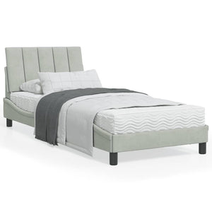 Bett mit Matratze Hanko Hellgrau Samt 90x200 cm