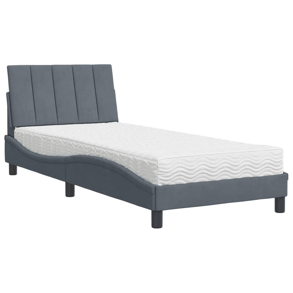 Bett mit Matratze Hanko Dunkelgrau 90x200 cm