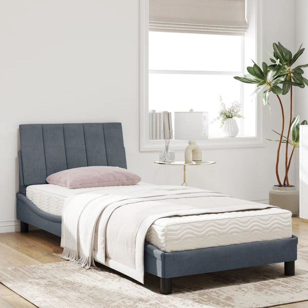 Bett mit Matratze Hanko Dunkelgrau 90x200 cm