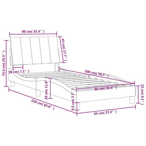 Bett mit Matratze Hanko Schwarz 90x200 cm
