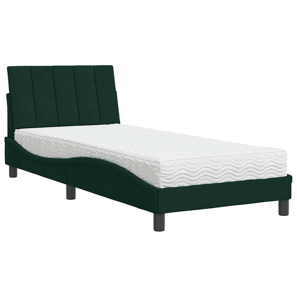 Bett mit Matratze Hanko Dunkelgrün 90x200 cm Samt