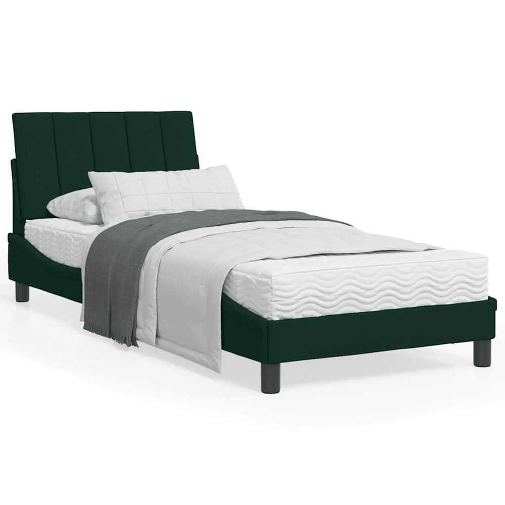 Bett mit Matratze Hanko Dunkelgrün 90x200 cm Samt