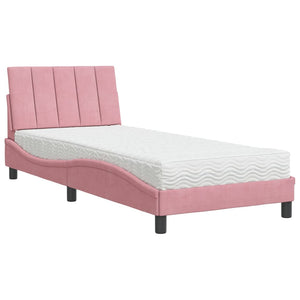 Bett mit Matratze Hanko Rosa 90x200 cm Samt