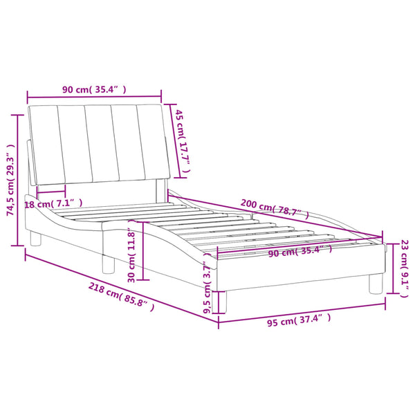 Bett mit Matratze Hanko Rosa 90x200 cm Samt