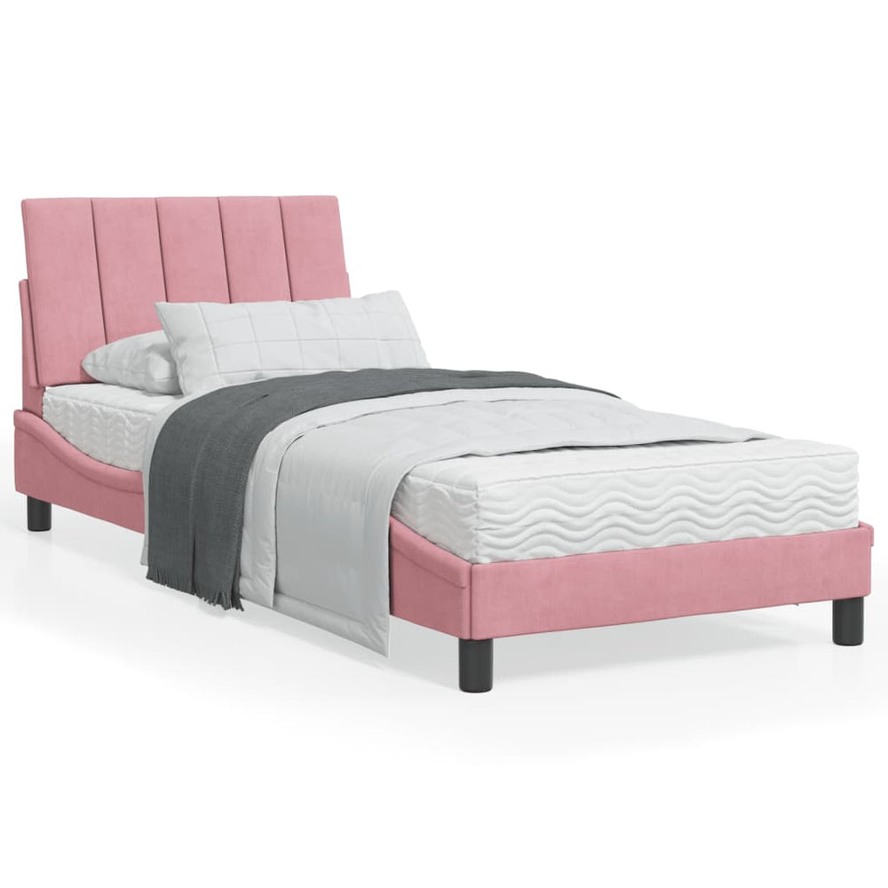 Bett mit Matratze Hanko Rosa 90x200 cm Samt