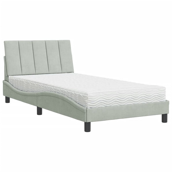 Bett mit Matratze Hanko Hellgrau 100x200 cm