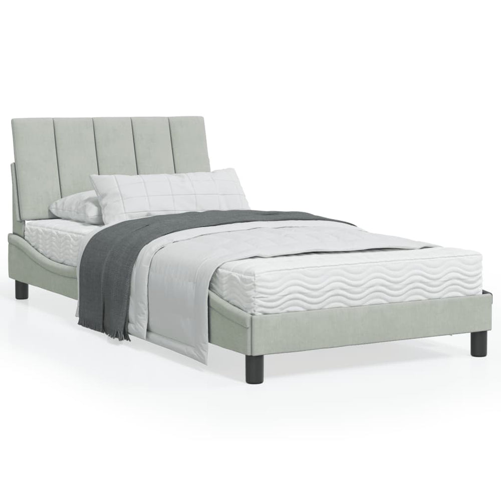 Bett mit Matratze Hanko Hellgrau 100x200 cm