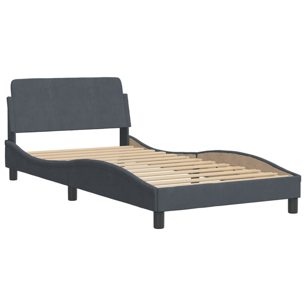 Bett mit Matratze Hanko Dunkelgrau Samt 100x200 cm
