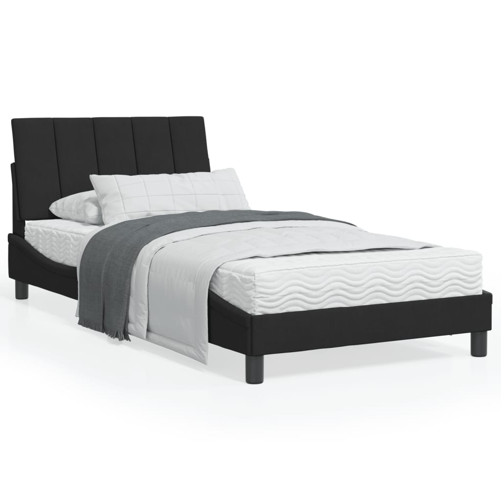 Schwarzes Samtbett mit Matratze 100x200 cm