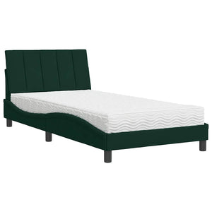 Dunkelgrünes Samtbett mit Matratze 100x200 cm