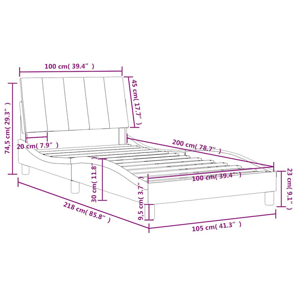 Dunkelgrünes Samtbett mit Matratze 100x200 cm