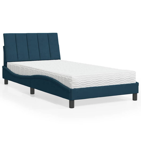 Bett mit Matratze Hanko Blau 100x200 cm Samt