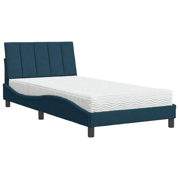 Bett mit Matratze Hanko Blau 100x200 cm Samt