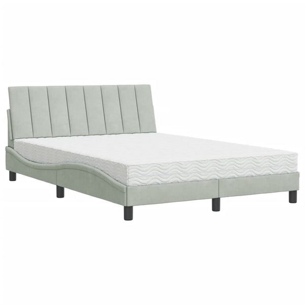 Bett mit Matratze Hanko Hellgrau Samt 120x200 cm