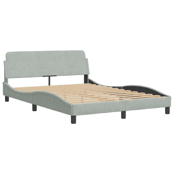 Bett mit Matratze Hanko Hellgrau Samt 120x200 cm