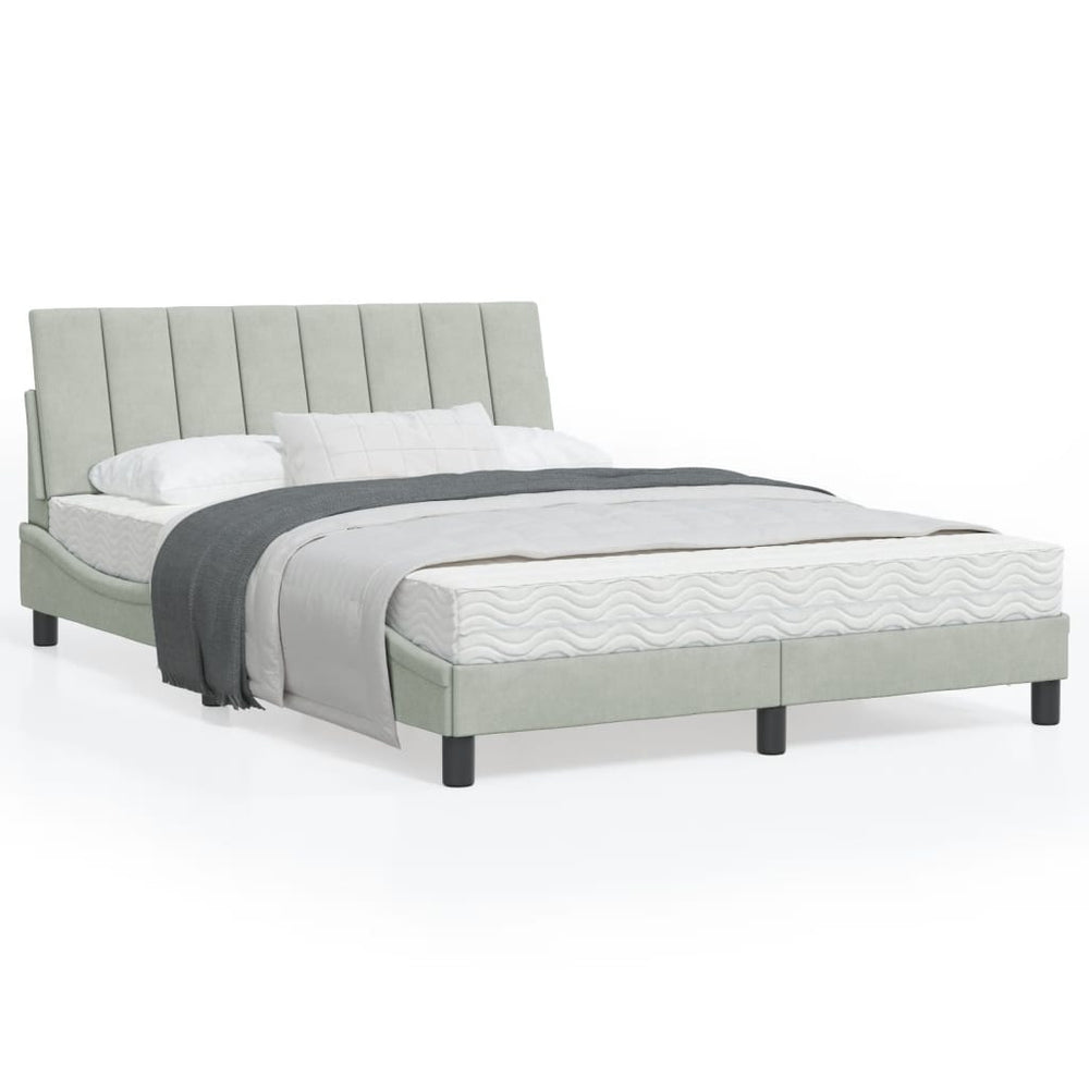 Bett mit Matratze Hanko Hellgrau Samt 120x200 cm