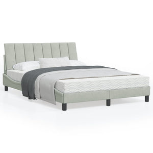 Bett mit Matratze Hanko Hellgrau Samt 120x200 cm