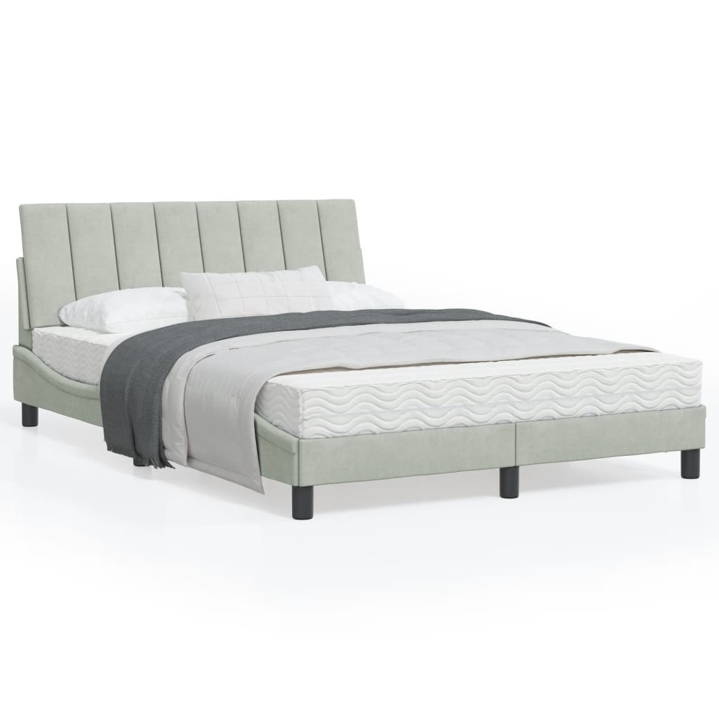 Bett mit Matratze Hanko Hellgrau Samt 120x200 cm