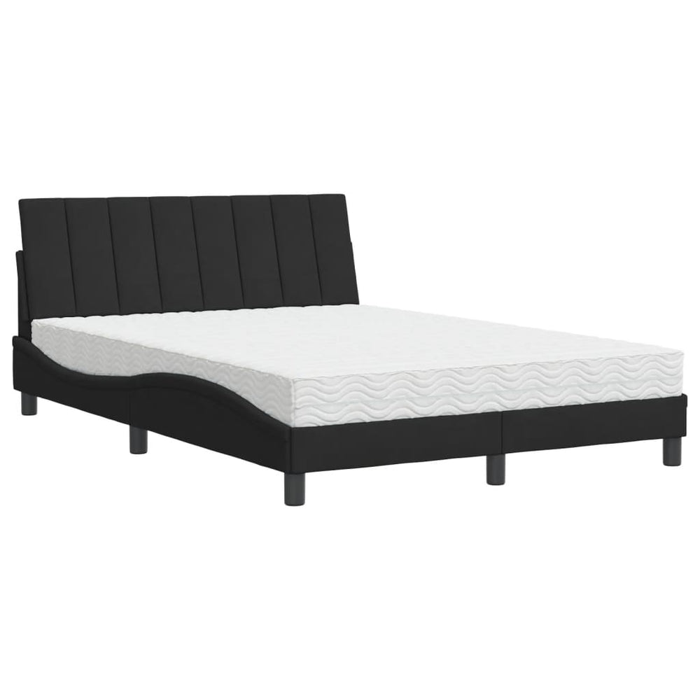 Schwarzes Samtbett mit Matratze 120x200 cm