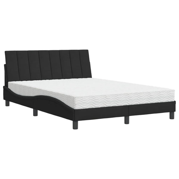 Schwarzes Samtbett mit Matratze 120x200 cm