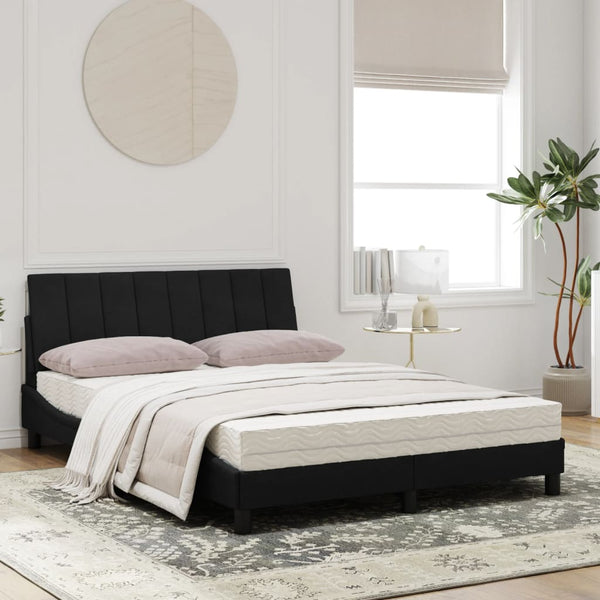 Schwarzes Samtbett mit Matratze 120x200 cm