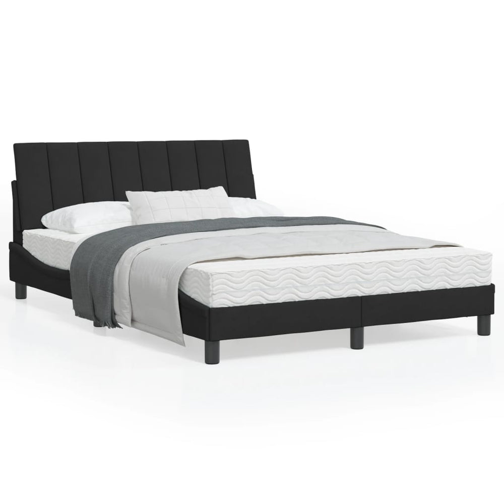 Schwarzes Samtbett mit Matratze 120x200 cm