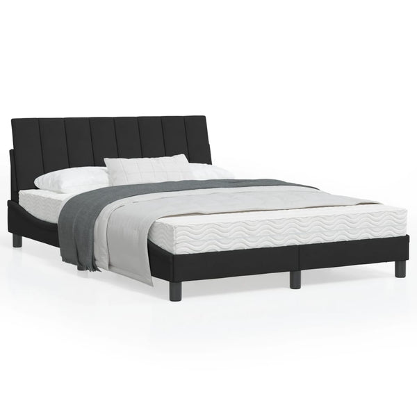 Schwarzes Samtbett mit Matratze 120x200 cm
