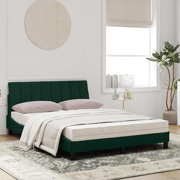 Bett mit Matratze Hanko Dunkelgrün 120x200 cm Samt