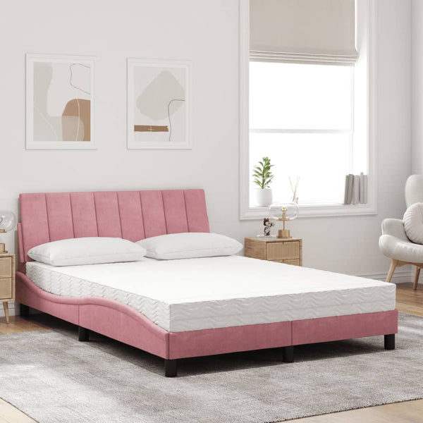 Bett mit Matratze Hanko Rosa 120x200 cm Samt