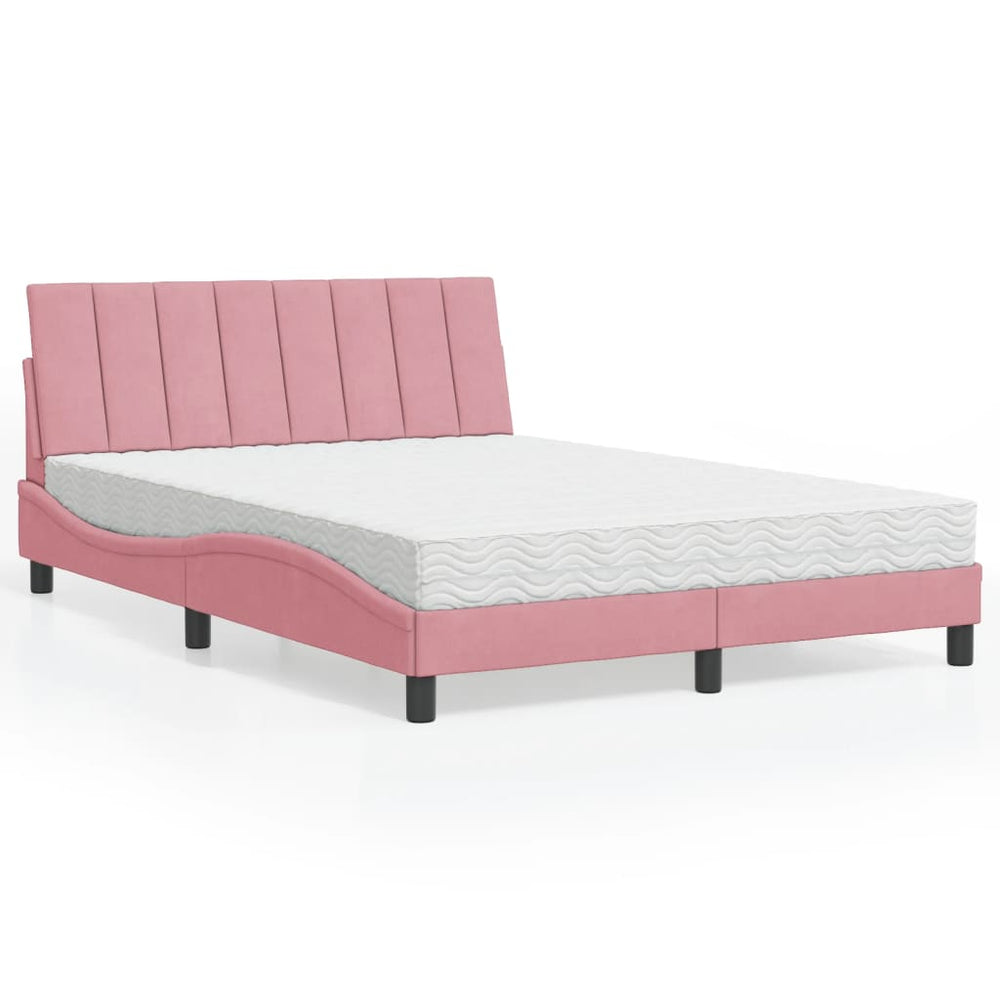Bett mit Matratze Hanko Rosa 120x200 cm Samt