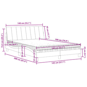 Bett mit Matratze Hanko Hellgrau Samt 140x190 cm