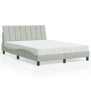 Bett mit Matratze Hanko Hellgrau Samt 140x190 cm