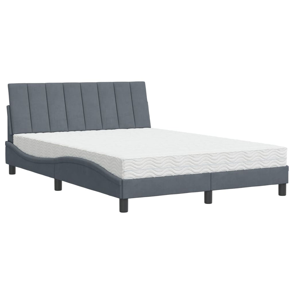 Bett mit Matratze Hanko Dunkelgrau 140x190 cm