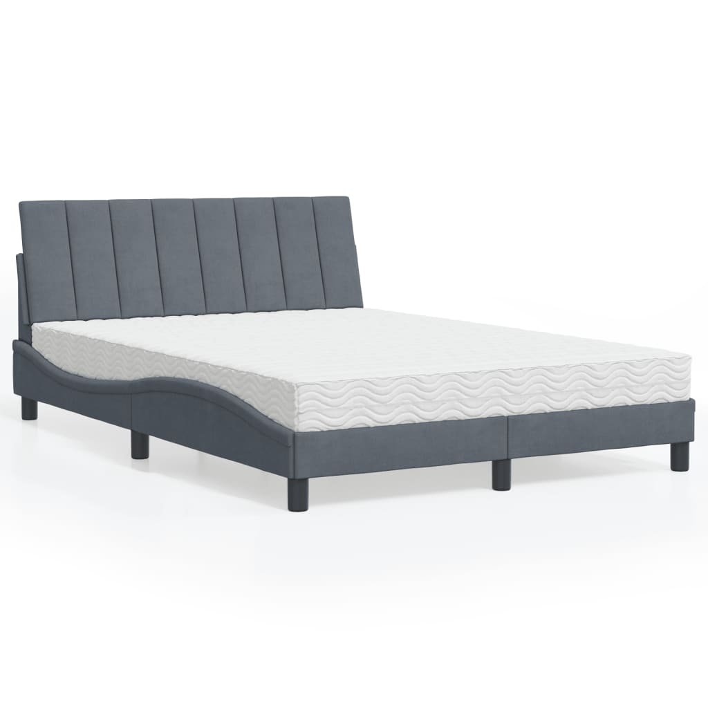 Bett mit Matratze Hanko Dunkelgrau 140x190 cm