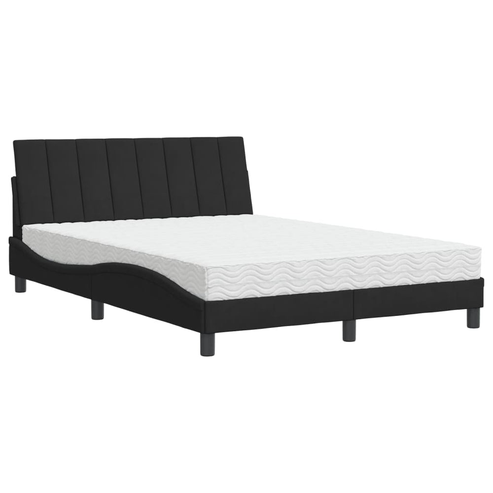 Bett mit Matratze Hanko Schwarz Samt 140x190 cm
