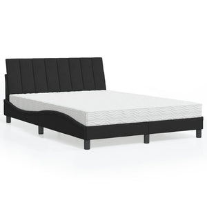 Bett mit Matratze Hanko Schwarz Samt 140x190 cm